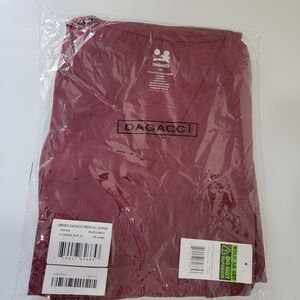 DAGACCI Unisex Medical Scrub Set 2XL Burgundy Poly Cotton Solid New